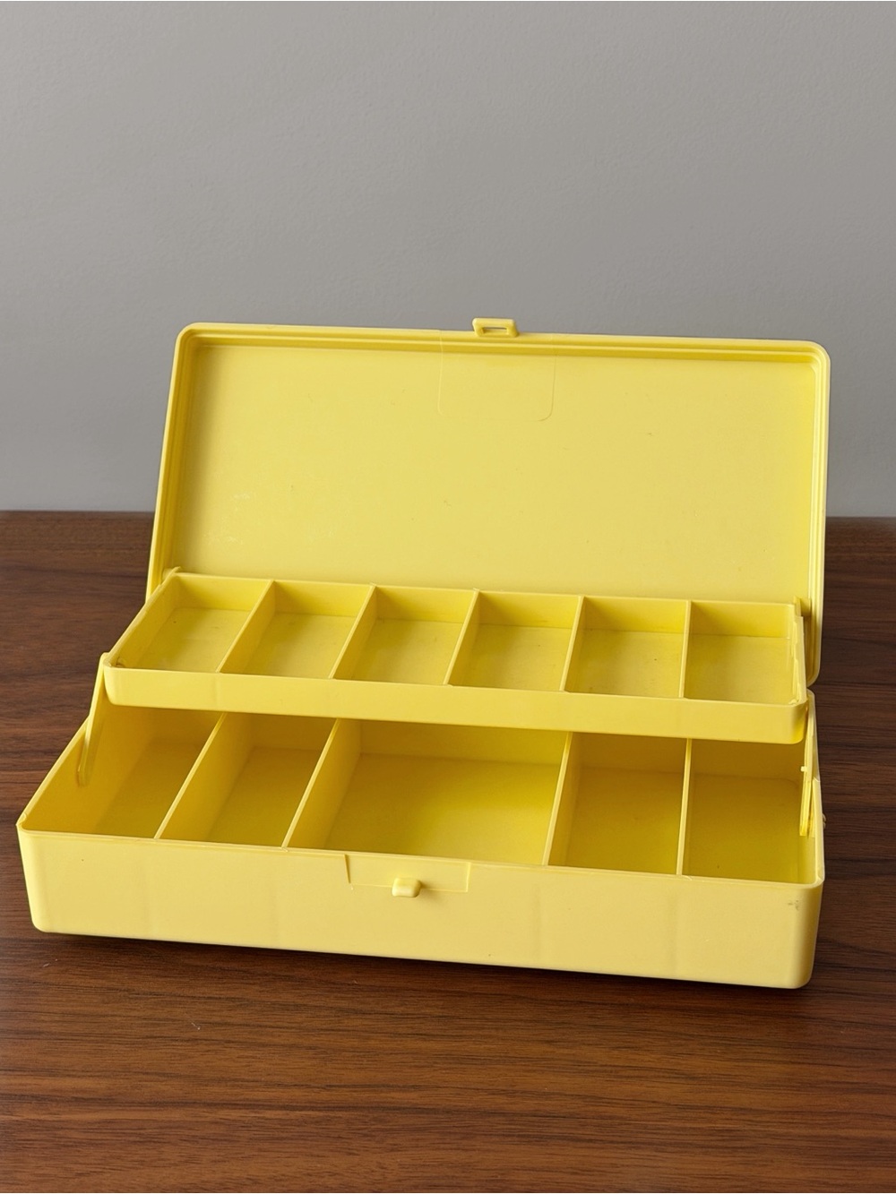Vintage 80s Caboodles Yellow Double Sided Makeup Organizer Case Retro